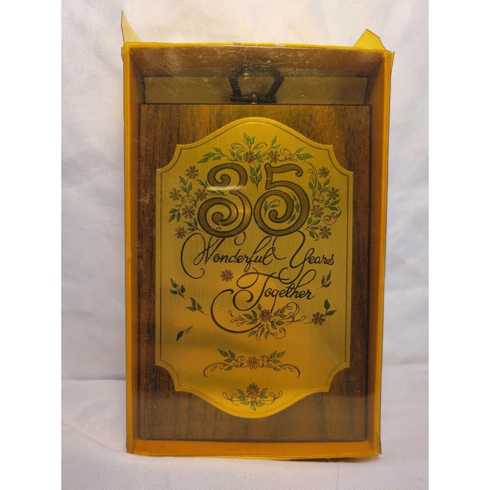 Vintage Cawley 35th Anniversary Wooden Wall Decor Plaque Wonderful Years